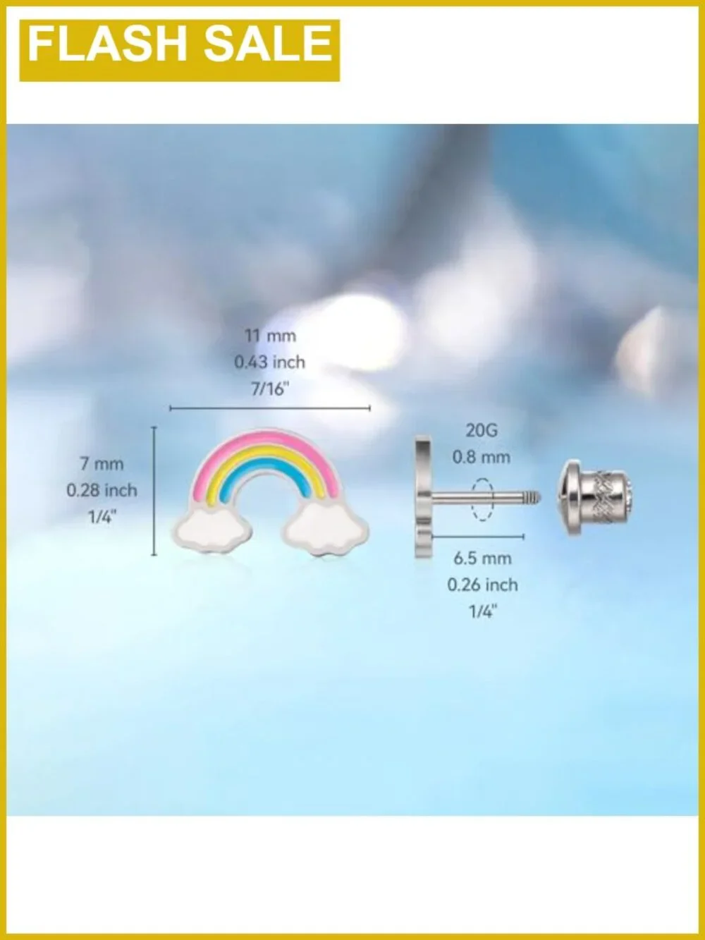 Titanium Screw Back Stud Earrings for Sensitive Ears 20G